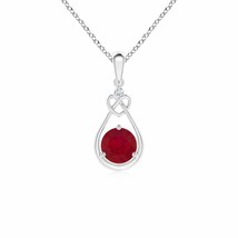 Authenticity Guarantee 
ANGARA Ruby Knotted Heart Pendant with Diamond in 14K... - £560.42 GBP