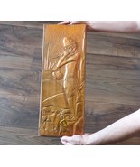 Vintage Embossed Copper Wall Decoration a Boy Playing the Flute Keeping ... - £109.30 GBP