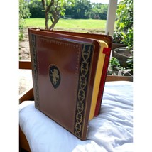 Brown Leather Planner Vintage Address Book Binder Alphabetical Tabs Lion... - £18.77 GBP