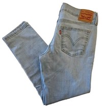 Levis Boyfriend Jeans Womens 28 Mid Rise Crop Light Wash Blue Stretch De... - £17.44 GBP