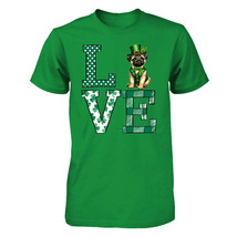 Love Pug Dog Tshirt Shamrock Clover St Patrick&#39;s Day Funny Dogs Lover Tee Gift - £14.02 GBP+