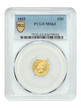 1855 G$1 PCGS MS63 - $4,430.48