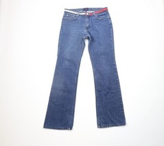 Vtg Y2K 2001 Tommy Hilfiger Womens 7 Faded Hipster Flared Wide Leg Denim Jeans - £49.65 GBP