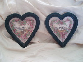 Home Interiors &amp; Gifts Chickadee Heart Accent Pictures Homco Set of 2 - £7.85 GBP