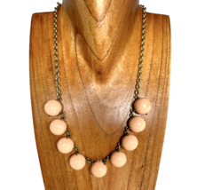 J.Crew Necklace Peach Cabachon Acrylic on Goldtone Chain 18” READ Condition - £12.66 GBP