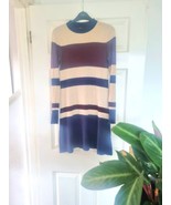 Beige Striped Knitted Dress Size 8 Warehouse Viscose/Polyester Womens - $372.63 MXN
