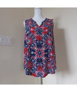 Liz Claiborne Career Women’s Blue/Red Sleeveless Blouse Size M Top - $14.63