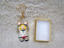 Ceramic Hanging Angel Christmas Tree Ornament with Gift Box, Holiday Decoration - £7.06 GBP