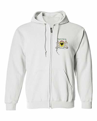 Brown Irish Coat of Arms Full Zip Hoodie - White - Size Large - $35.28