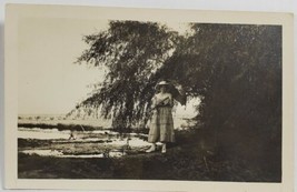 RPPC Lovely Woman Pretty Dress &amp; Parasol &quot;Out at the County Club&quot; Postcard R5 - £7.83 GBP