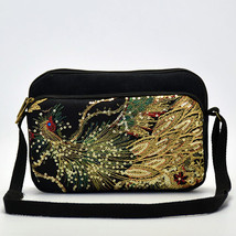 Peacock SequEmbroidered Women Cotton Shoulder Bag Multi-function Summer Small Ca - £22.21 GBP