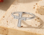 Delicate 925 Sterling Silver Dazzling Moissanite Cross Personality Ring ... - $41.24