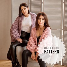 Chunky Knit Cardigan Knitting Pattern, Oversized Bubble Sleeve Cardigan ... - £3.97 GBP