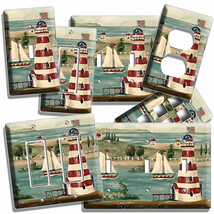LIGHTHOUSE SAILBOATS LIGHT SWITCH OUTLET WALL PLATE NAUTICAL ROOM ART HO... - $12.31 CAD+
