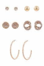 Rhinestone Stud Earring Set 5 Pair Set (Gold) - £14.99 GBP