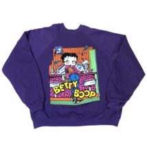 Vintage 90s Betty Boop Tultex Crewneck Diner Purple Sweatshirt Large Ice... - $39.59