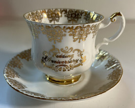 Tea cup and Saucer  Paragon Golden Wedding Anniversary Floral #835 England - £26.22 GBP