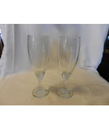 Pair of Clear Glass Fluted Beer Glasses Footed with Spiral Stem - £31.60 GBP