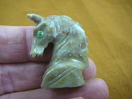(Y-HOR-HE-6) tan gray CHESS HORSE HEAD carving gemstone SOAPSTONE PERU h... - $8.59