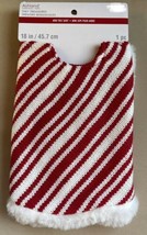 New Mini Christmas Tree Skirt Knit Red & White Stripes 18” Holiday Faux Fur Trim - $13.99