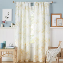 Printemps Yellow Floral Light Filtering Rod Pocket Indoor Curtain Panel, 38 in. - £18.40 GBP