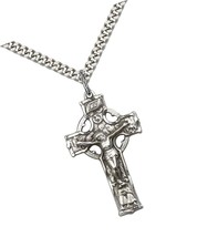 Sterling Silver Celtic Crucifix Pendant with 24 - £253.23 GBP