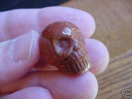 #HH-14 HUMAN SKULL GOLDSTONE stone GEM skulls Brazil gemstone - $8.59