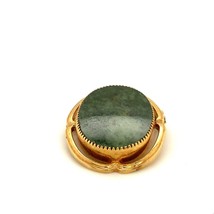 Vintage Signed 12K Gold Filled Catamore Bezel Oval Jade Stone Designer Brooch - £38.77 GBP