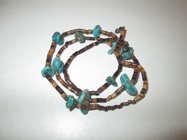 Vintage Old Navajo single strand Heishi Shell Turquoise Nugget Necklace ... - $59.40