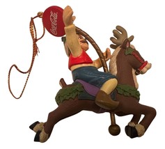 Coca-Cola Christmas Elf &amp; Reindeer Hanging Ornament, app. 3&quot; Tall, Origi... - $24.49