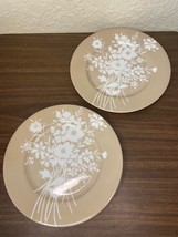 Vintage Fitz and Floyd Dessert/Bread Plate Set of 2 Silhouette Bouquet Taupe/Bei - £11.11 GBP