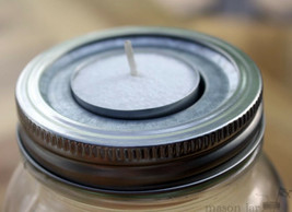 3 Canning Jar LID INSERTS Tea Light Candle Metal holder TRANSFORM MASON ... - $33.09 CAD