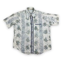 Vintage 70s Dagger Collar Button Down Shirt Floral Print Short Sleeve Me... - $14.84