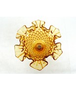 Fenton Pressed Glass Amber Hobnail Compote w/Ruffles, 8-Sided Stem, Vintage - $19.55