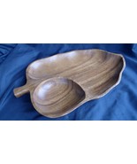 Vintage Monkey Pod Hand Crafted Leaf 2 Section Serving Dish- Made In Phi... - $692.07 MXN