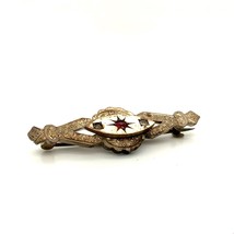 Antique Gold Filled Sign BRS Victorian Art Deco with Rhinestones C Clasp Brooch - £35.60 GBP