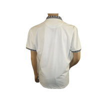 Men Sports Shirt DE-NIKO Short Sleeves Cotton Zipper Polo Shirt DBK104 White image 11
