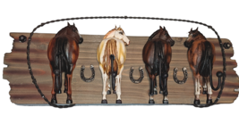 Horses Backside Coat Hat Rack Car House Keys Holder Horseshoes Gift Idea 22”x 8&quot; - £48.99 GBP