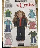2002 Simplicity Sewing Pattern 7083 18&quot; Doll Wardrobe 7 Outfits Vintg UN... - £10.29 GBP