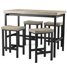 Bar Teble Set For 4, 5 Piece High Top Table And Chairs, Dinette With Metal Frame - £371.67 GBP