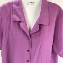 Vintage Top Liz Baker Petites Short Sleeve Blouse Size 8P Y2K purple classiccore - £11.86 GBP