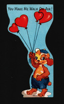 Vintage Valentines Day Card Dog With Balloons - $6.60