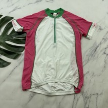 Canari Womens Cycling Jersey Size M Green Pink Short Sleeve 1/4 Zip Wate... - $24.74