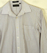 JOSEPH ABBOUD Boys 18 Plaid Spread Collar Button Up Dress LS Shirt White... - $9.49