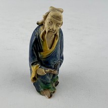 Asian Old Chinese Mudman Vintage Glazed Antique Figurine 4.25&quot; - £12.65 GBP