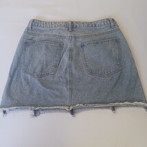 Sadie & Sage Women's Blue Button Fly Denim Frayed Mini Skirt Pockets Waist 32" image 10