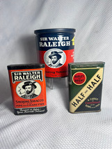 Two Sir Walter Raleigh Tins &amp; One Half And Half VTG EMPTY Pipe Tobacco T... - $29.95