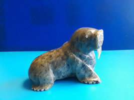 Collectible Hand Carved Signed, Lange, Soap Stone Walrus, Figurine - £32.03 GBP