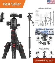 CT-10 Camera Tripod, 71" Foldable Aluminum Tripod &amp; Monopod, 360°Ball He... - $83.56