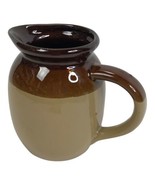 Vintage Stoneware Pitcher Brown Tan Primitive Pottery Farmhouse  6&quot; 1 1/... - £12.95 GBP